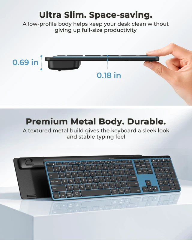 Alt view image 4 of 5 - seenda COE64-3 Pro Wireless Bluetooth Keyboard Mouse Combo, 7-Color Backlit