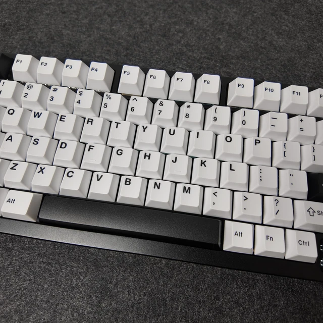 Alt view image 2 of 5 - Ussixchare White Minimalist Keycaps, 163 Keys Cherry Profile, Double Shot Keycaps Set, Custom Key caps for MX Switches Mechanical Keyboard