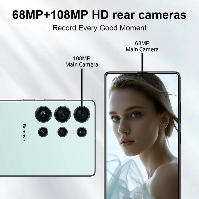 Alt view image 5 of 5 - zrchjm I25 Ultra 5G Unlocked Smartphone,16GB+512GB 7000mAh Fully Cell Phone for Android 14, 6.99" HD Screen Unlocked Cell Phone, 68MP+108MP Dual Camera/Dual SIM/Fingerprint (Cyan)