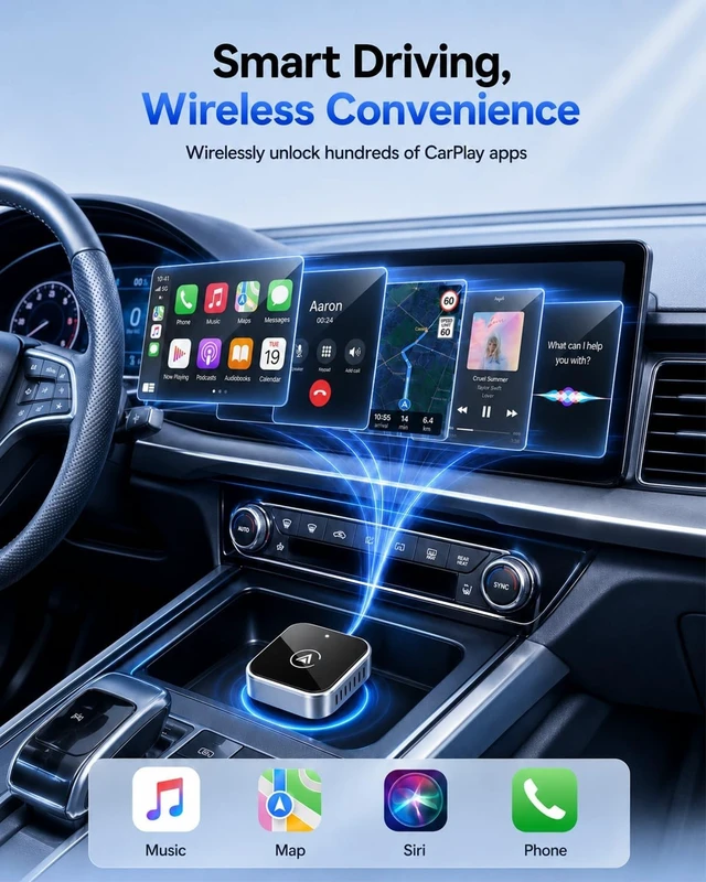 Alt view image 3 of 5 - Wireless CarPlay Adapter, 2026 Upgraded Wired to Wireless CarPlay