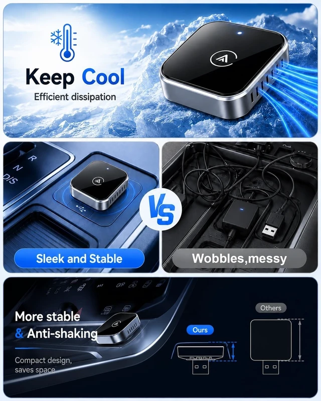 Alt view image 5 of 5 - Wireless CarPlay Adapter, 2026 Upgraded Wired to Wireless CarPlay