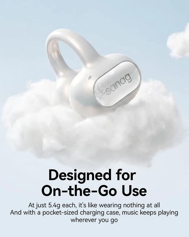 Alt view image 3 of 5 - SANAGS8S Ultra Open-Ear Headphones, Clip-On Earbuds Dolby Atmos Support/AI Translation/Bluetooth 6.0, Up to 50 Hours of Playback, IP67 Waterproof, Fully Wireless, Sports, Lightweight (White