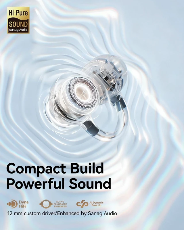 Alt view image 5 of 5 - SANAGS8S Ultra Open-Ear Headphones, Clip-On Earbuds Dolby Atmos Support/AI Translation/Bluetooth 6.0, Up to 50 Hours of Playback, IP67 Waterproof, Fully Wireless, Sports, Lightweight (White