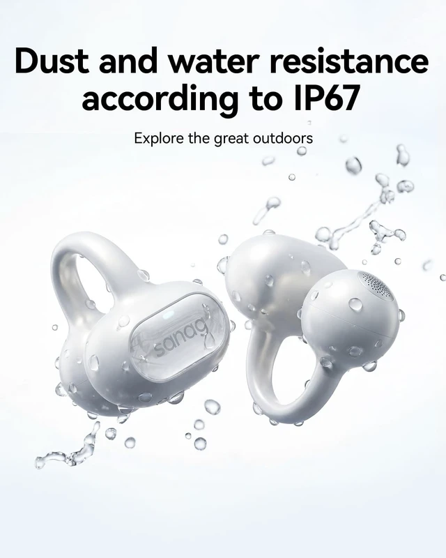 Alt view image 4 of 5 - SANAGS8S Ultra Open-Ear Headphones, Clip-On Earbuds Dolby Atmos Support/AI Translation/Bluetooth 6.0, Up to 50 Hours of Playback, IP67 Waterproof, Fully Wireless, Sports, Lightweight (White