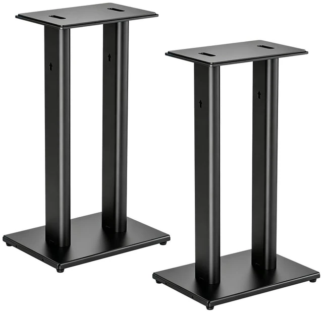 Main image of suptek 23.44" Universal Speaker Stand Pair - Double Tubes Heavy Duty Bookshelf Floor Speaker Stands Support 55lbs, Sturdy Base for Studio Monitors, PC, Gaming & Home Audio, Black, SDM003XLH