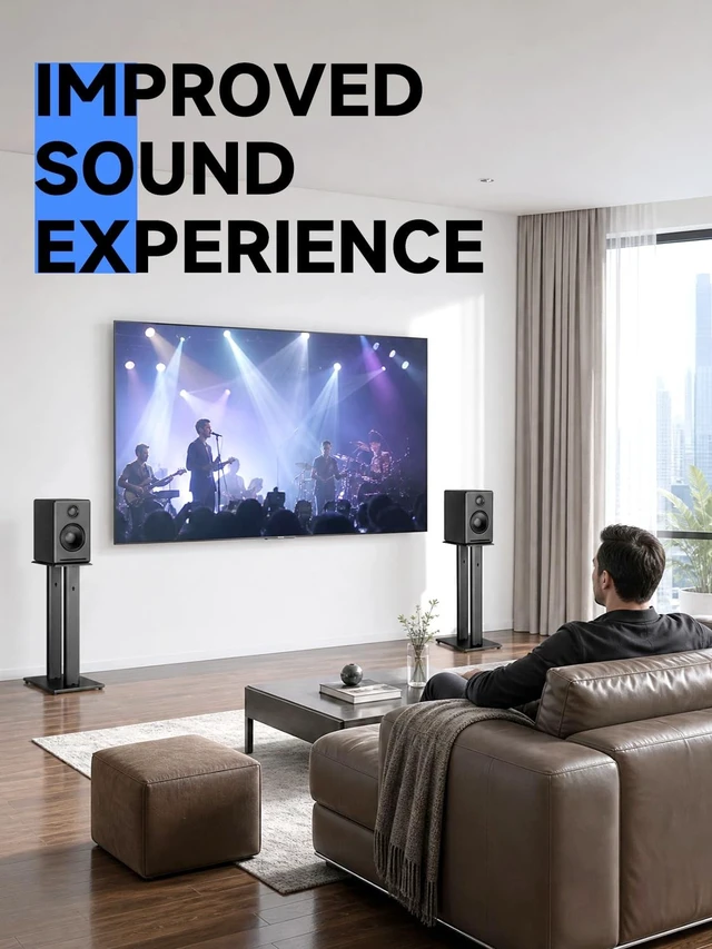 Alt view image 5 of 5 - suptek 23.44" Universal Speaker Stand Pair - Double Tubes Heavy Duty Bookshelf Floor Speaker Stands Support 55lbs, Sturdy Base for Studio Monitors, PC, Gaming & Home Audio, Black, SDM003XLH
