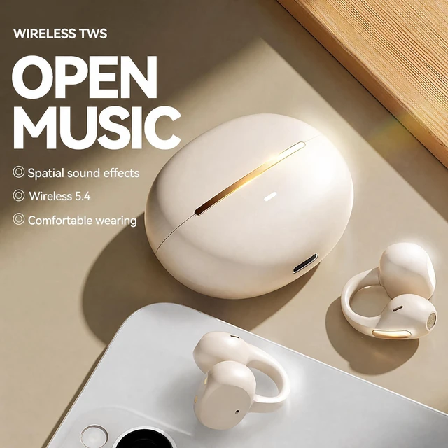 Alt view image 3 of 5 - ROEL-PLAY Clip On Open Ear Bluetooth Earbuds Bluetooth 5.4, Black