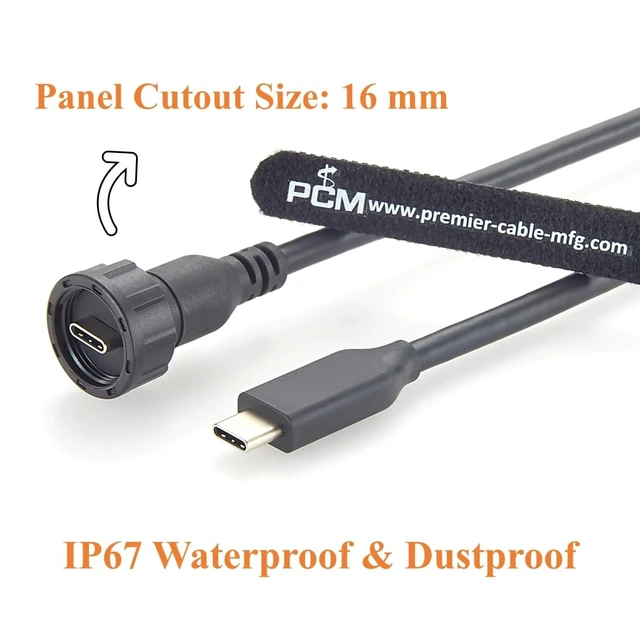Alt view image 2 of 5 - IP67 Waterproof USB 3.1 Gen 2 Type-C Male to Male Cable Threaded Lock Industrial USB-C Cable 10Gbps Data Transfer, 100W Charging, DP 4K@60Hz for Embedded PC, HMI, Machine Vision (2M/6.6FT)