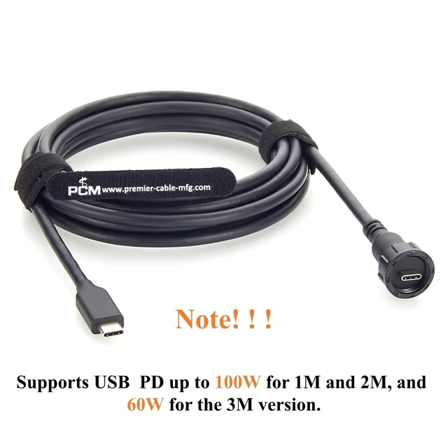 Alt view image 4 of 5 - IP67 Waterproof USB 3.1 Gen 2 Type-C Male to Male Cable Threaded Lock Industrial USB-C Cable 10Gbps Data Transfer, 100W Charging, DP 4K@60Hz for Embedded PC, HMI, Machine Vision (2M/6.6FT)