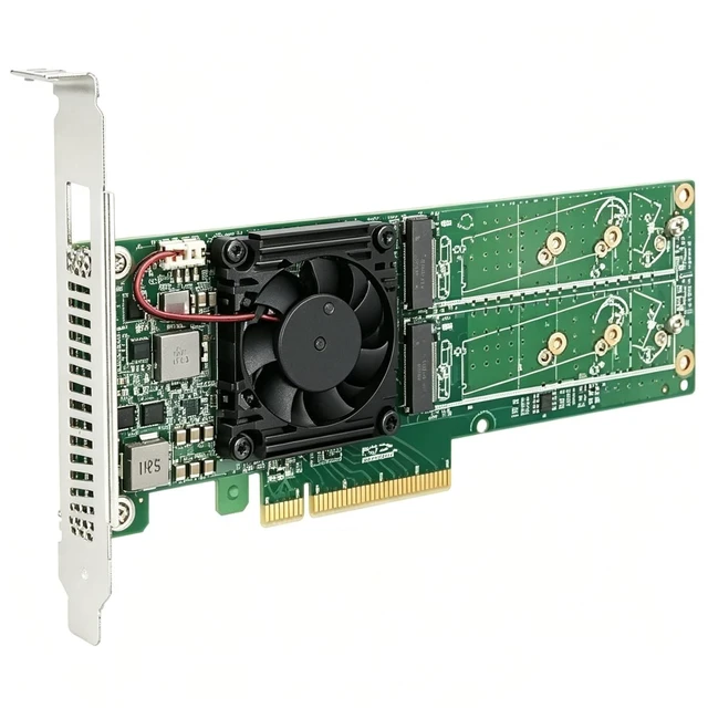 Main image of Linkreal PCIe 3.0 x8 to 2/4 Port M.2 NVMe Switch Adapter Card, 64GB/s Bandwidth M Key NGFF SSD Expansion Card Support 2242/2260/2280/22110 NVMe SSD