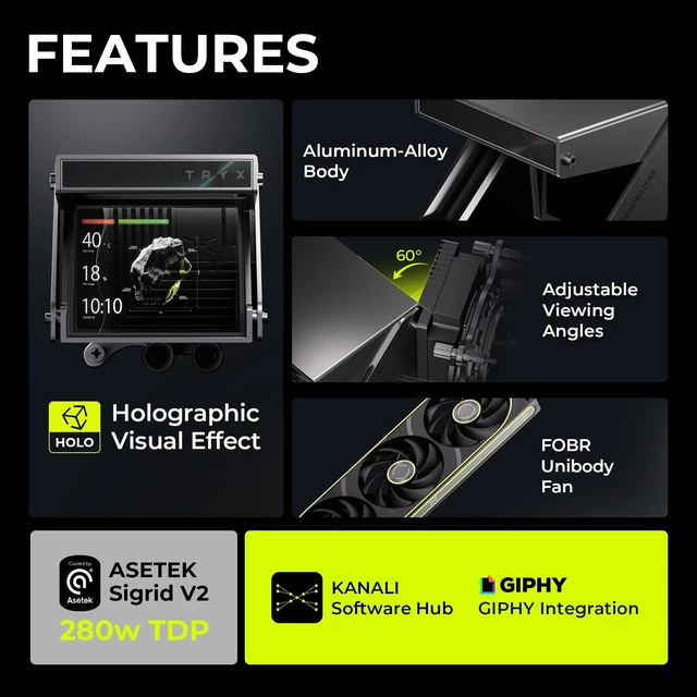 Alt view image 2 of 5 - TRYX Holo 360mm AIO Holographic Visual GIPHY Built-in Asetek 280w TDP