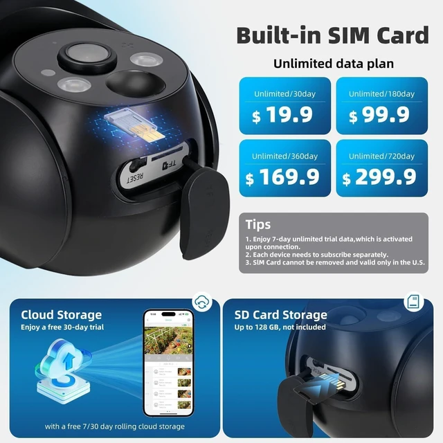 Alt view image 3 of 5 - 4G LTE Cellular Security Camera 2 Pack, Built-in SIM Card, Solar Powered