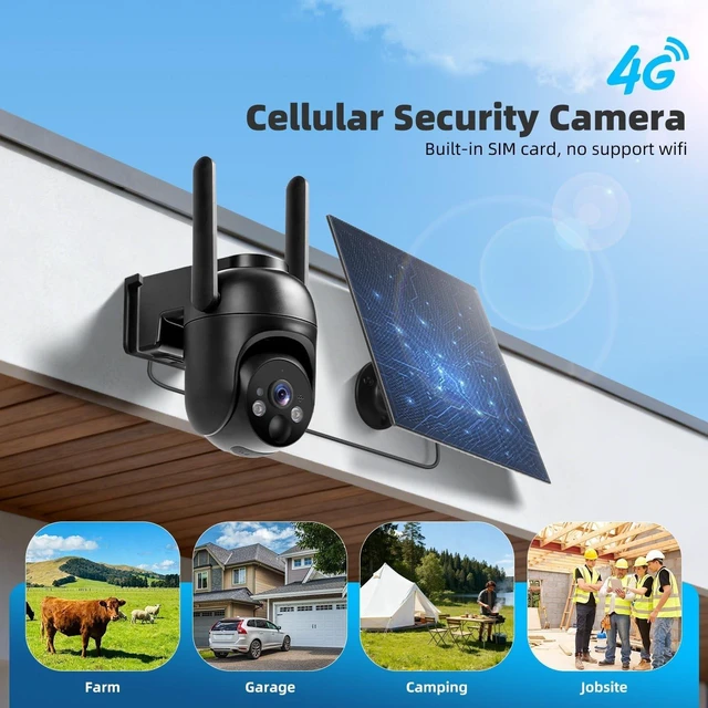 Alt view image 2 of 5 - 4G LTE Cellular Security Camera 2 Pack, Built-in SIM Card, Solar Powered