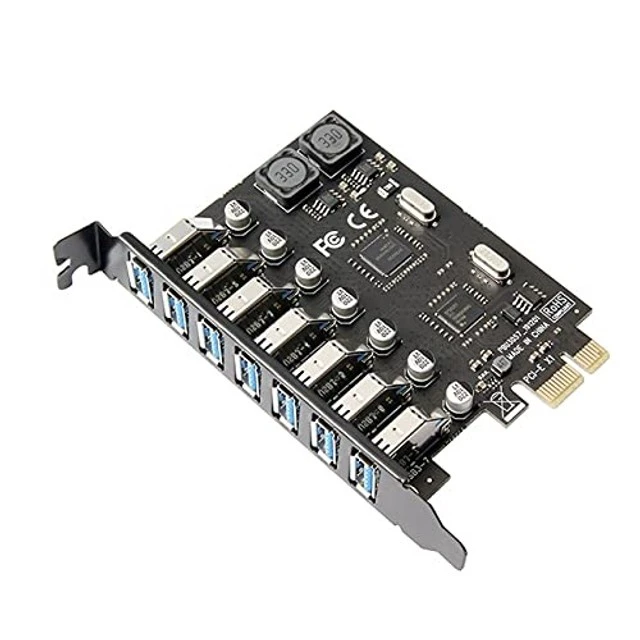 Alt view image 2 of 5 - NFHK 7 Ports PCI-E to USB 3.0 HUB PCI Express Expansion Card Adapter 5Gbps for Motherboard