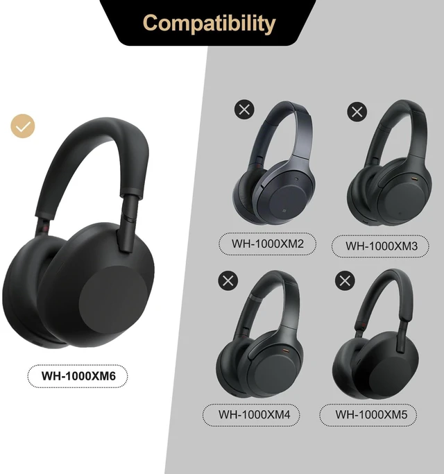Alt view image 2 of 5 - Lambskin Leather Replacement Ear Pads for Sony WH-1000XM6 Headphones