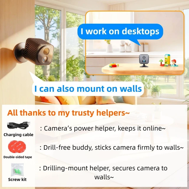 Alt view image 4 of 5 - Upgraded Mini Camera, 4K HD, 30-Day Battery Life, AI Motion Detection, WiFi