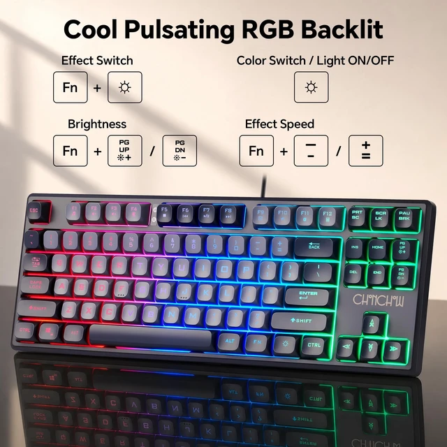 Alt view image 2 of 5 - CHONCHOW TKL Gaming Keyboard and Mouse Combo, Wired RGB Set for PC Laptop