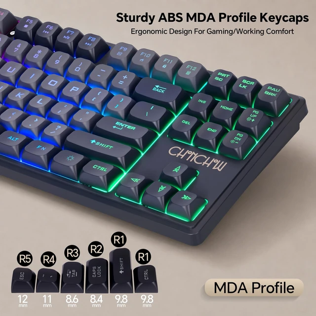 Alt view image 4 of 5 - CHONCHOW TKL Gaming Keyboard and Mouse Combo, Wired RGB Set for PC Laptop