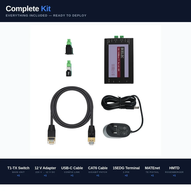 Alt view image 2 of 4 - BUELEC 100/1000BASE-T1 Managed Automotive Ethernet Switch, 4-Port, 2X T1 + 2X RJ45, VLAN, Port Mirroring, USB Config, MATEnet & HMTD Adapters