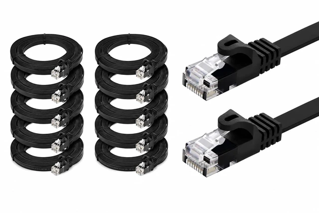 Main image of BRENDAZ Cat5e Ethernet Cable, 3ft (10-Pack) Snagless Network Ethernet Patch Cable, Cat 5e Cord, Flat, 350MHz, UTP for PC, Server, Router, Modem, TV, PS5, Game Consoles (10pk, 3-Feet)