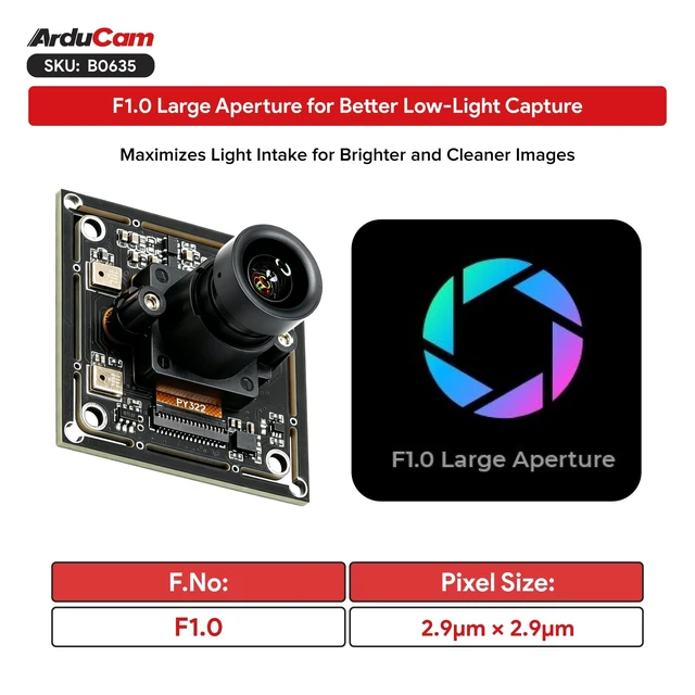 Alt view image 4 of 5 - Arducam 1080P Ultra Low Light USB Camera Module, 102Wide Angle UVC Webcam