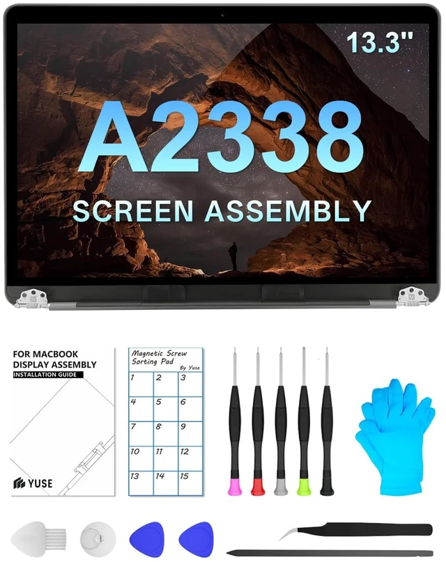 Main image of JQYDZH A2338 Replacement Screen 13.3" for MacBook Pro 13-inch 2020(M1) 2022(M2) Retina (Model: EMC 3578 EMC 8162 MYD83 MYD92 MYDA2 MYDC2 MNEQ3 MNEP3 MNEJ3) Full LCD Screen Display Assembly (Silver)