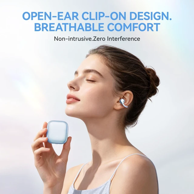 Alt view image 3 of 5 - CHENRUIDA Everyday Lightweight Clip On Earbuds-Open Ear Headphones(Blue)