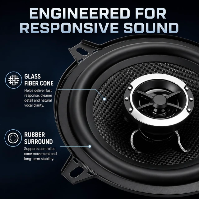 Alt view image 3 of 5 - XPXPIAA Precision Series 5.25 Speakers, 600W Peak 4 Ohm 5-1/4 Car Speakers, 2-Way Coaxial Speakers with Glass Fiber Cone, Rubber Surround, Clear Highs and Balanced Sound, 2 Pack