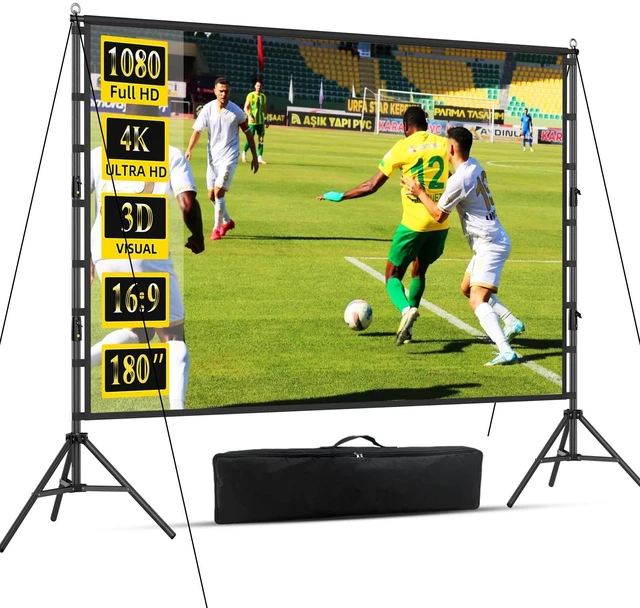 Main image of Outdoor Projector Screen with Stand, 180 inch Indoor Movie Screen 16:9 4K Rear Front Portable Projection Screen, Quick Setup Foldable Travel Home Theater Screen with Carry Bag for Backyard Camping