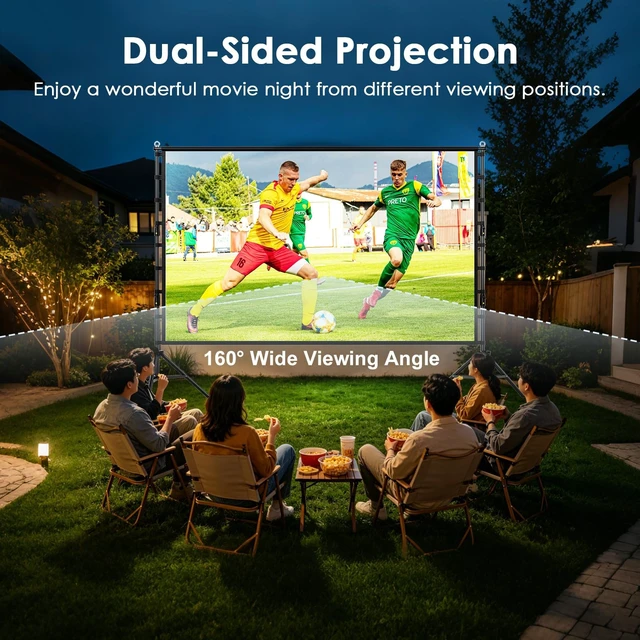 Alt view image 2 of 5 - Outdoor Projector Screen with Stand, 180 inch Indoor Movie Screen 16:9 4K Rear Front Portable Projection Screen, Quick Setup Foldable Travel Home Theater Screen with Carry Bag for Backyard Camping