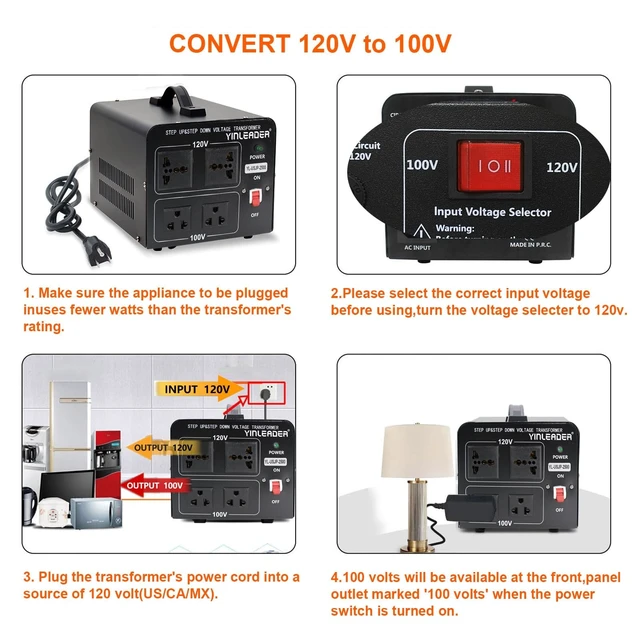Alt view image 3 of 5 - Yinleader Japanese Voltage Converter - Step Down 120V to 100V