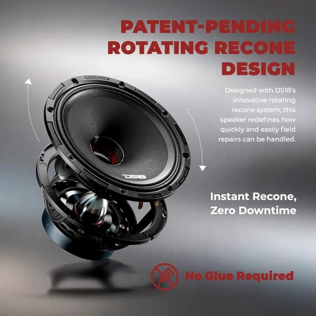 Alt view image 4 of 5 - DS18 PROJECT360.88B 8" Bullet Midrange Speaker, 600W Max Power, 300W RMS, 8 Ohm, 100.2 dB, 1.75" Voice Coil, Patent-Pending Rotating Recone Design for Quick Repair
