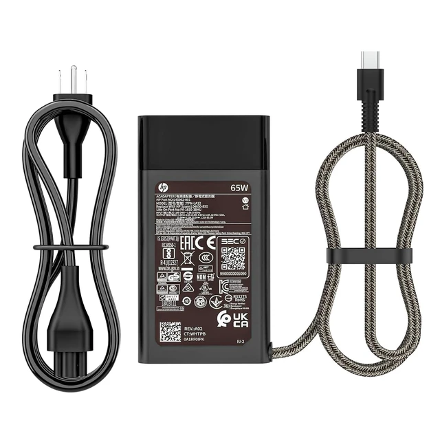 Alt view image 2 of 5 - 65W Laptop USB C Charger Fit for HP EliteBook x360 1030 630 745 835 840 845 860 ZBook 14u G5 Firefly 14 15 16 ProBook 440 450 455 460 Spectre x360 OmniBook Type C AC Adapter