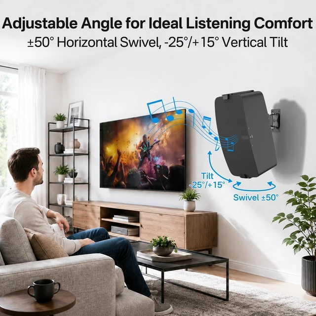 Alt view image 3 of 5 - Vertical Wall Mount for Sonos Five & Sonos Play 5 Gen 2 Mount, Black 1 Pack