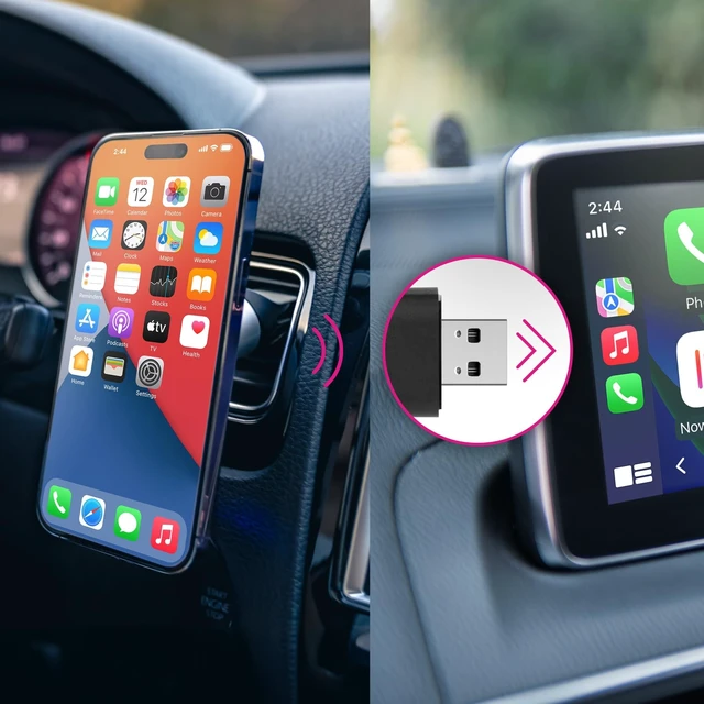 Alt view image 5 of 5 - Aluratek Combo Mini Wireless Carplay & AndroidAuto Adapter, Convert Wired to Wireless, Plug & Play - AWCGN01F