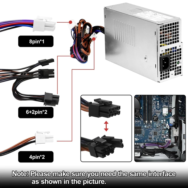 Alt view image 4 of 5 - LXun Upgraded L500EPS-01 D500EPS-00 500W Power Supply Compatible with DELL XPS 8950 Vostro 3901 3910 Inspiron 3910,D12,Latitude D500 Optiplex 7000MT 7000 Precision T3660 Replaces VFFKJ DYW3N