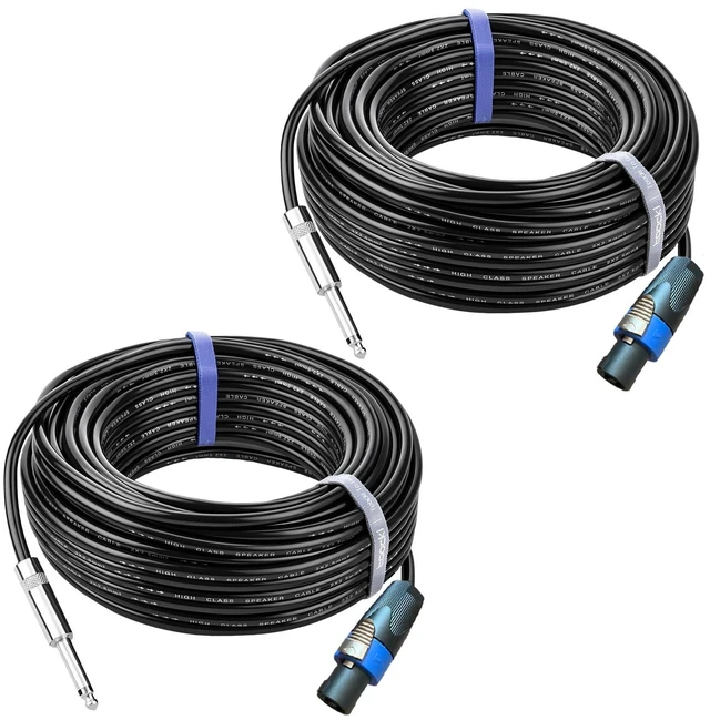 Main image of jlelectro 2-Pack 50FT 12AWG Speakon to 1/4" TS DJ PA Speaker Cable