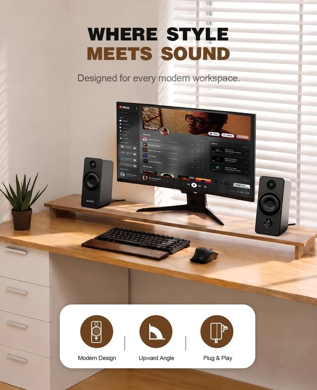 Alt view image 3 of 5 - Bluedee PC Speakers for Desktop, Computer Speakers with Dedicated Tweeters