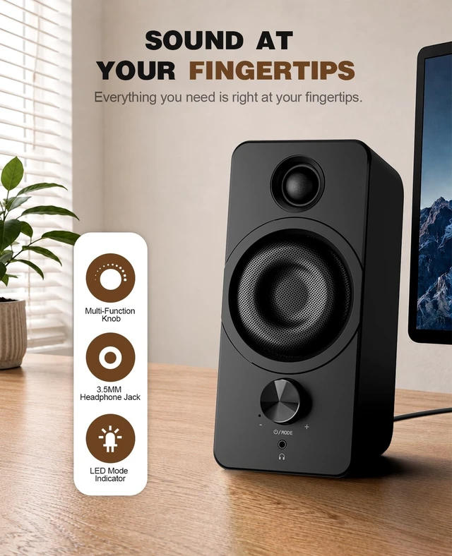 Alt view image 5 of 5 - Bluedee PC Speakers for Desktop, Computer Speakers with Dedicated Tweeters