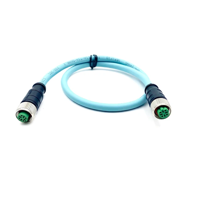 Alt view image 2 of 5 - 3.28ft M12 4 Pin D Code Female to Female Ethernet Cable, Aviation Plug Communication Industrial Connection Line for Encoder Industrial Automation PLC Network CAT5e Flexible Shield Waterproof 1Meter