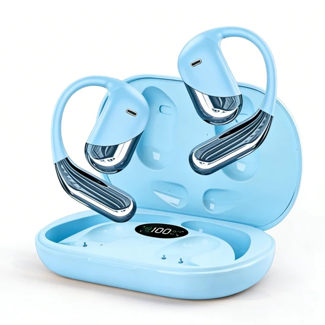Main image of Aurotlu Open Ear Wireless Earbuds Headphones, Bluetooth Built-in Mic,Waterproof, LED Display Charging Case,on Ear Hooks Clip Ear BudsUltra-Comfort Earphones Design for Walking/Running/Sport