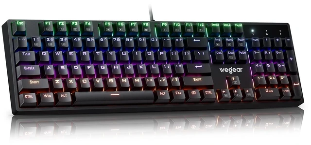 Main image of wegear Wired Mechanical Gaming Keyboard with Clicky Switch,104-Key, Black
