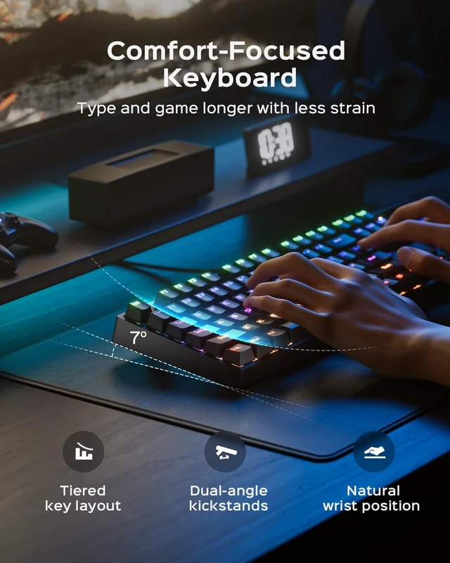 Alt view image 4 of 5 - wegear Wired Mechanical Gaming Keyboard with Clicky Switch,104-Key, Black