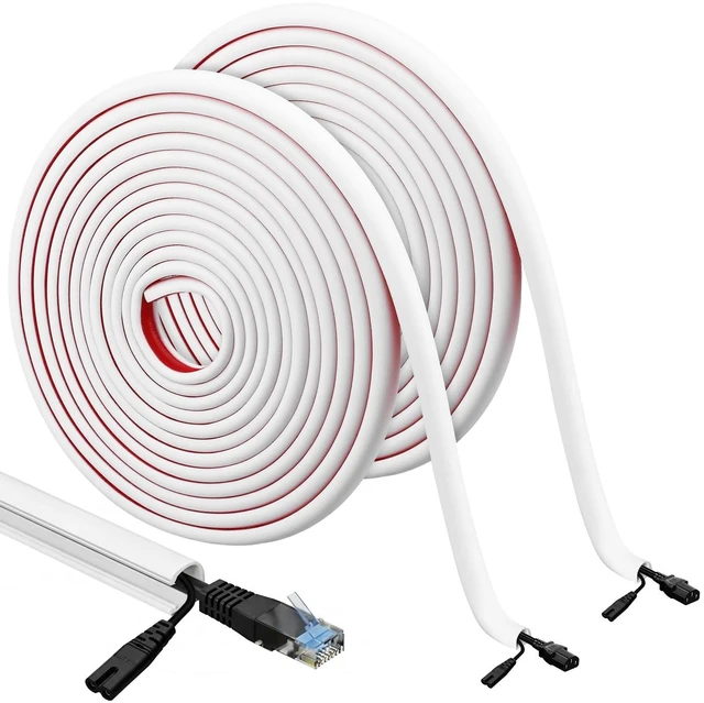 Main image of Tatuo 2 Pcs Silicone Wall Wire Hider Flexible Cord Hider,White,Large-20 ft