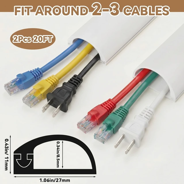 Alt view image 2 of 5 - Tatuo 2 Pcs Silicone Wall Wire Hider Flexible Cord Hider,White,Large-20 ft