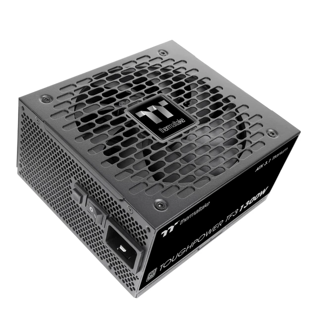 Alt view image 2 of 5 - Thermaltake Toughpower TF3 1300W; 2X Native PCIe 5.1 12V-2x6; Dual-Color H++ Connectors; Etched Flat Cables; Multi/Single Rail OCM Toggle; 100% Japanese Capacitors; 80+ Titanium; PS-TPD-1300