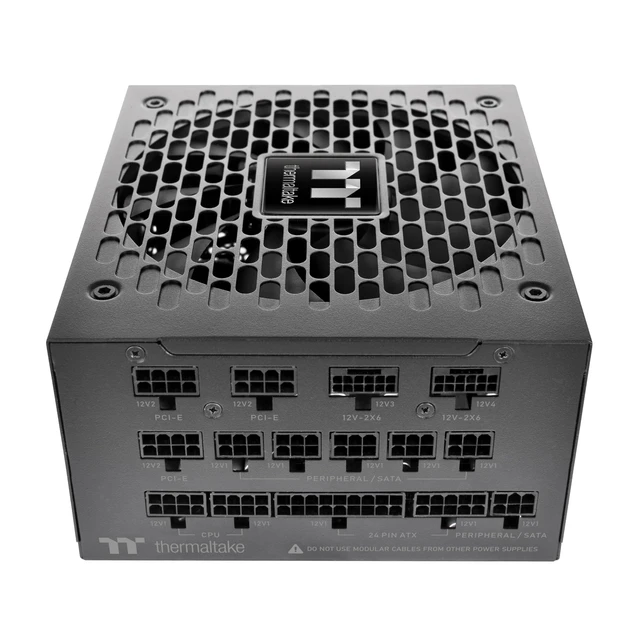 Alt view image 3 of 5 - Thermaltake Toughpower TF3 1300W; 2X Native PCIe 5.1 12V-2x6; Dual-Color H++ Connectors; Etched Flat Cables; Multi/Single Rail OCM Toggle; 100% Japanese Capacitors; 80+ Titanium; PS-TPD-1300