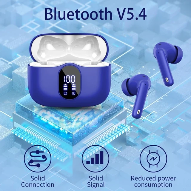 Alt view image 2 of 5 - True Wireless Earbuds Bluetooth Headphones HiFi Stereo Ear Buds,Navy Blue