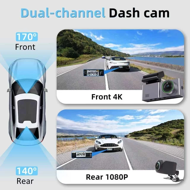 Alt view image 3 of 5 - 4K Dash Cam Front and Rear with 64GB Card, Dual Dash Camera for Cars, WiFi, Night Vision, G-Sensor, 24H Parking Mode, Loop Recording, 170 Wide Angle, 3.2 IPS Screen