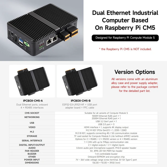 Alt view image 3 of 5 - KLAYERS CM5 IPCBOX A US,Gigabit/2.5G Dual Ethernet,Compatible with Raspberry PI CM5,onboard 4 RS485 interfaces